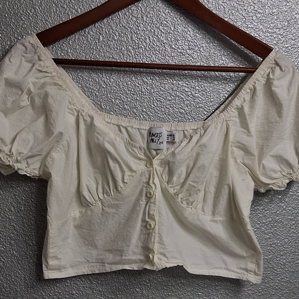 Princess Polly Abe White Crop Top   Size 8 - Picture 9 of 14
